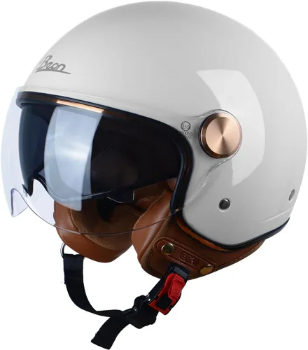 Vista 18 de Casco de moto de cara abierta para adultos, aprobado por DOT, 3/4 retro Vespa, con viseras duales, para motoneta, crucero, bobber y chopper