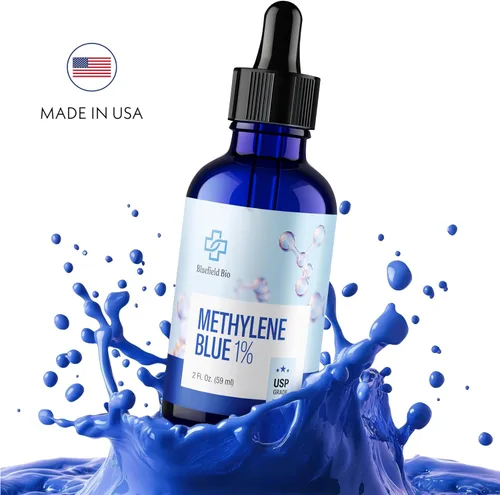 Vista 5 de Azul de metileno grado farmacéutico 2oz – USP grado 1% solución, suplemento de salud cerebral probado por terceros azul de metileno para humanos