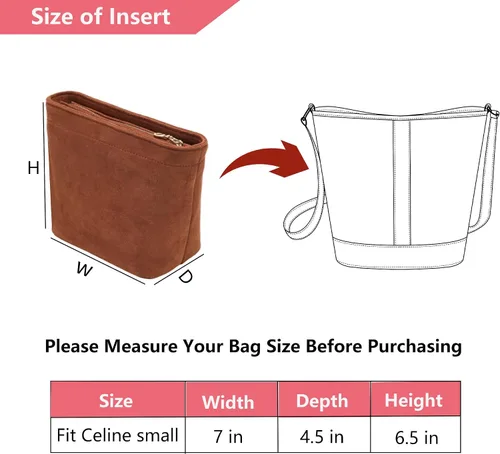 Vista 2 de Doxo Organizador de bolso para bolsos, organizador de bolsas de terciopelo con diseño de cremallera, compatible con cubeta pequeña Celine, Triomphe