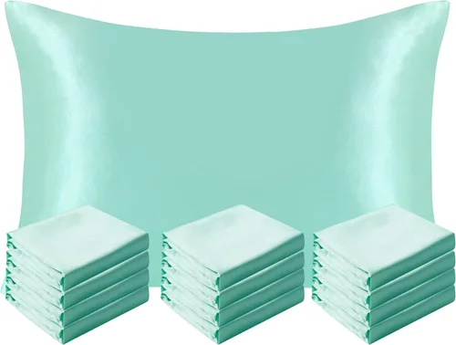 Vista 73 de NTBAY Paquete de 2 fundas de almohada estándar de satén para cabello y piel, lujosas y sedosas fundas de almohada con cierre de sobre, 20 x 26