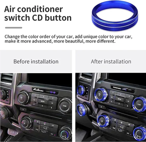 Vista 4 de Cubierta de perilla para interruptor de control de clima F150 AC/remolque/4WD/VOL/botón de afinación interior consola central accesorios compatibles