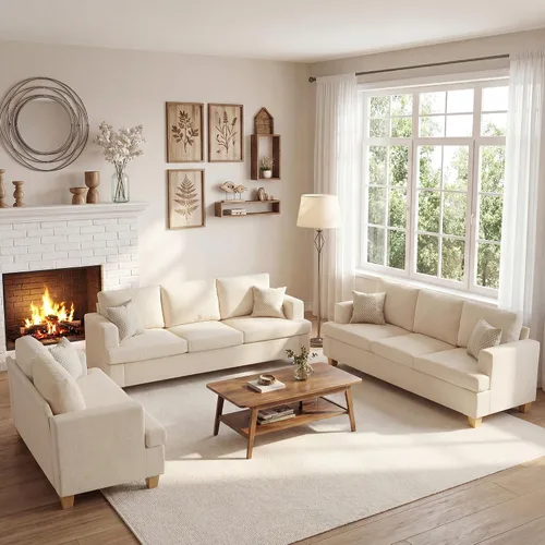 Vista 10 de Apicizon Cloud Couches Juegos de Muebles para Sala de Estar, Juego de Sofá Loveseat de 2 Plazas y Sofá de 3 Plazas para Dormitorio, Cómodo Sofá Cama