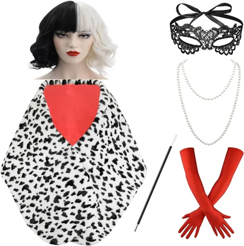 Vista 7 de Disfraz de Halloween para mujer Deville Dálmata chal con accesorios de disfraz