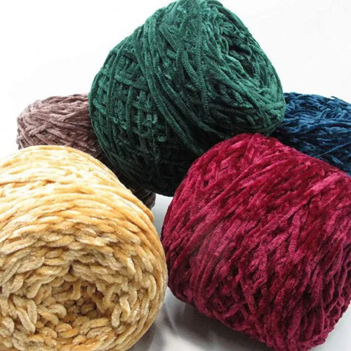 Vista 3 de Hilo de chenilla de 8 oz/250 g, hilo de chenilla de terciopelo para bricolaje, hilo de chenilla marrón café de lujo voluminoso para bufanda