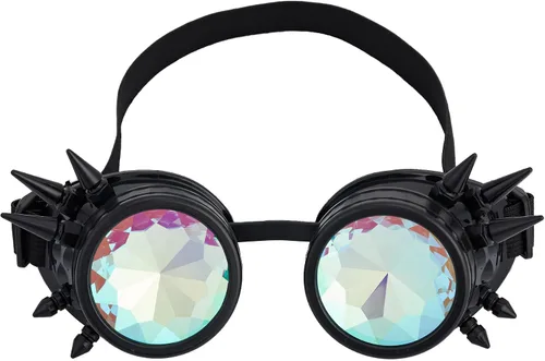 Vista 91 de Gafas caleidoscopio para raves trippy psicodélico steampunk con lentes de cristal de difracción de prisma arcoíris