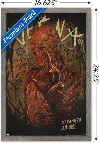 Vista 3 de Trends International Netflix Stranger Things: Season 4 - Póster de pared de Vecna, 14.725 x 22.375 pulgadas, versión enmarcada de madera de granero