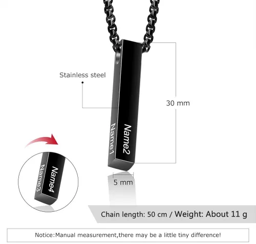 Vista 2 de Lam Hub Fong Collar grabado para hombre, collar de oro para mujer, collar personalizado de acero inoxidable con inicial de nombre para hombres