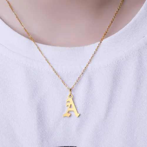 Vista 3 de Collar con dije de letra de inicial para mujer, chapado en oro de 18 quilates, para dama de honor, regalo para niñas