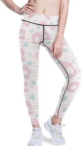 Vista 6 de JUNZAN Cute Rainbow Pearl Orange Stripes High Waist Yoga Pants for Women Breathable Length Yoga Pants for Beach Walk XS
