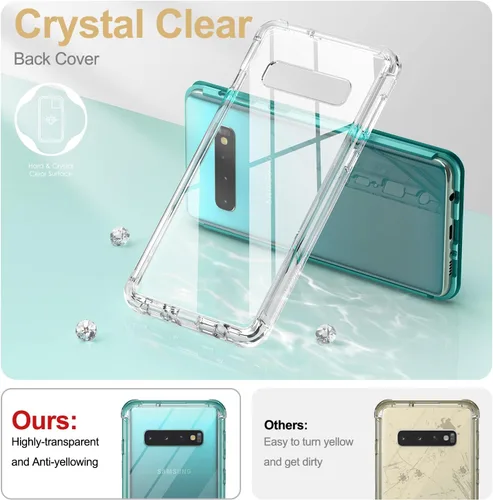 Vista 2 de SURITCH Funda transparente para Samsung Galaxy S10 Plus (solo 6.4 pulgadas), [protector de pantalla integrado] protección de cuerpo completo a Verde