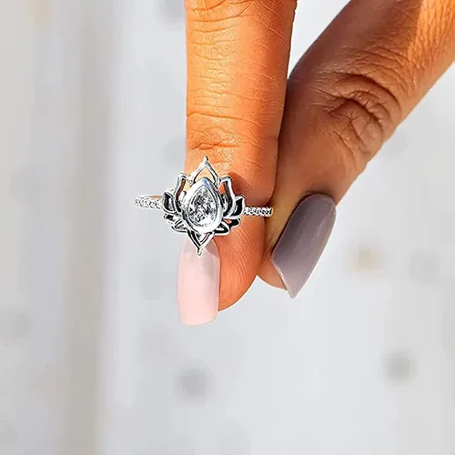 Vista 5 de Anillo de loto para hija, sin barro, sin loto, sin barro, anillo de loto con piedra, anillo de loto para hija, sin barro, regalos para mujeres