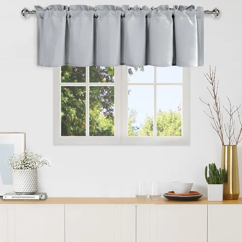 Vista 65 de DWCN Cortinas de Cenefa para Sala de Estar, Cocina, Baño/Sótano - Aqua Sólido, 1 Panel, 42 x 12 Pulgadas, Oscurecimiento de Habitación Solid Short