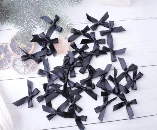 Vista 5 de Sowaka 50 lazos de satén con lazo, suministros de flores para regalo, envoltura, álbumes de recortes, decoración, costura, manualidades, Navidad