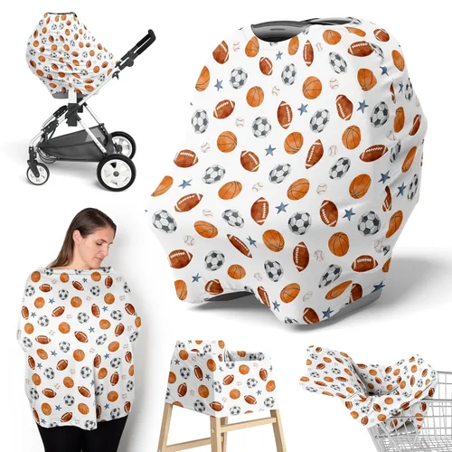 Vista 8 de Sweet Jojo Designs Funda de asiento de coche de bebé para lactancia, lactancia, silla alta, carrito de compras, cochecito, toldo para asiento