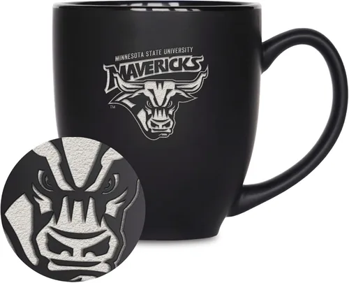 Vista 241 de Rico Industries - Taza de cerámica mate negra con grabado láser estándar de 15oz para NCAA (escuelas T & U) - Para bebidas calientes o frías