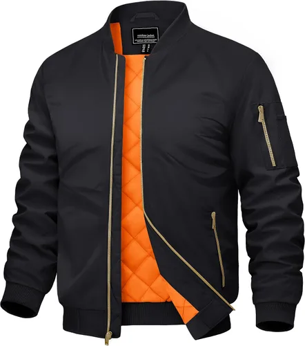 Vista 12 de CRYSULLY Chaqueta para hombre Otoño Invierno Espesar Cortavientos Chaquetas Bomber Abrigos Acolchados