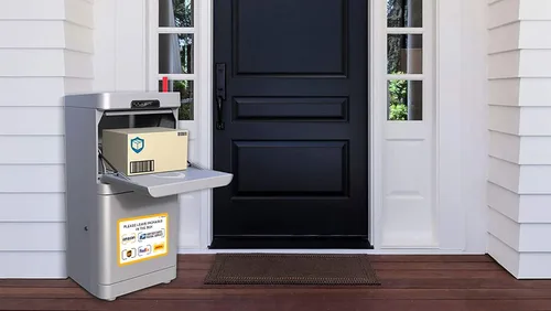 Vista 5 de IGNIXIA Letrero de entrega de paquetes para el hogar Amazon Leave Packages Here Sign for FedEx, Amazon, DHL, UPS, USPS - Resistente a