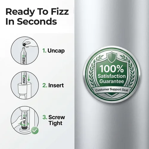 Vista 6 de FIZZIT - Cilindro de CO2 roscado de 60 litros – Recipiente recargable de 60 litros compatible con todas las corrientes de soda "atornilladas
