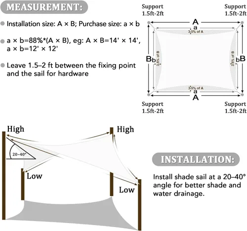 Vista 5 de Shade&Beyond - Toldo tipo vela rectangular de 6 x 10 pies personalizado para proporcionar sombra y bloquear radiaciones ultravioleta, transpirable