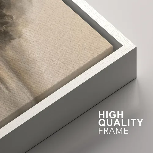 Vista 429 de SIGNFORD - Set de obras de arte en lienzo enmarcado para pared, ilustraciones abstractas de neblina del desierto en tonos neutros beige y marrón