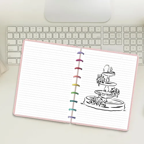 Vista 7 de Papel de relleno rayado para planificadores de 9 discos, insertos preperforados de tamaño clásico para Happy Planners, papel de hojas sueltas de 100