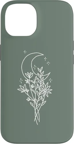 Vista 4 de Funda botánica de flores silvestres para iPhone 16 verde salvia