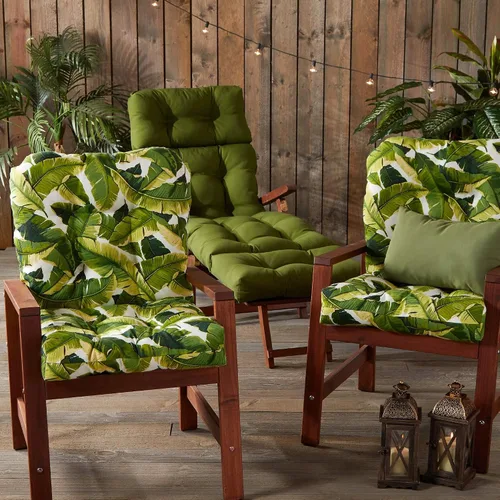 Vista 64 de Greendale Home Fashions Juego de 2 cojines de asiento y respaldo para exteriores, diseño Adobe Stripe 2