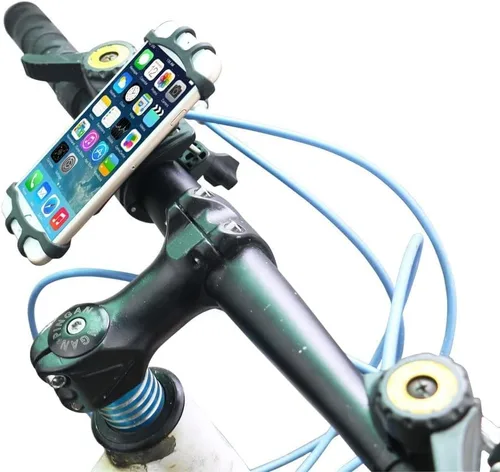 Vista 6 de Soporte de teléfono para bicicleta, soporte universal para teléfono para bicicleta, giratorio de 360°, manillar de silicona para iPhone, Galaxy