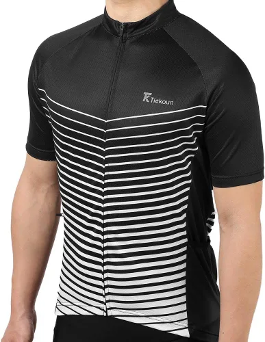 Vista 8 de Camisetas de ciclismo para hombre, camisetas de ciclismo de manga corta, chaqueta de bicicleta con cremallera completa