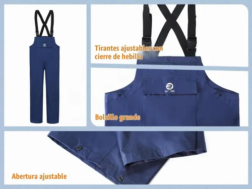 Vista 3 de Rizzon Traje de lluvia de pesca para hombre, impermeable, chaqueta de lluvia, pantalones con capucha, equipo de clima sucio marino