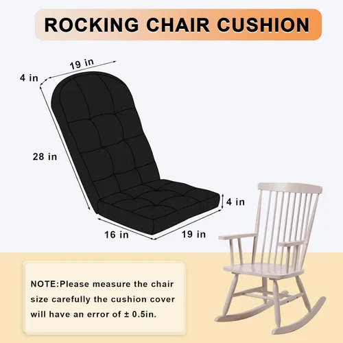 Vista 7 de Cojín para Silla Mecedora - Tela de Chenilla, Esponja de Alta Densidad, Almohadillas de Asiento Copetudas Antideslizantes y Duraderas con Lazos