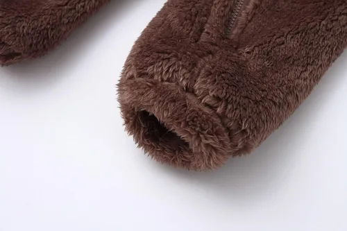 Vista 23 de CAHL&FAUO Traje de nieve para recién nacido, con diseño de oso de dibujos animados, mameluco de forro polar con capucha