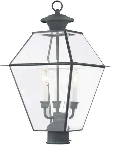 Vista 14 de Livex Lighting 2384-91 - Farol transitorio de tres luces post-top de Westover Collection en Pwt, Nckl, B/S, Slvr. acabado, 12.00 pulgadas