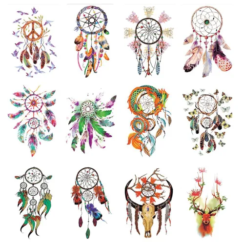 Vista 8 de 12 hojas de tatuajes falsos en el pecho, brazo, hombro, tatuajes, arte corporal, mangas de 5.9 x 8.3 pulgadas, tatuajes temporales impermeables