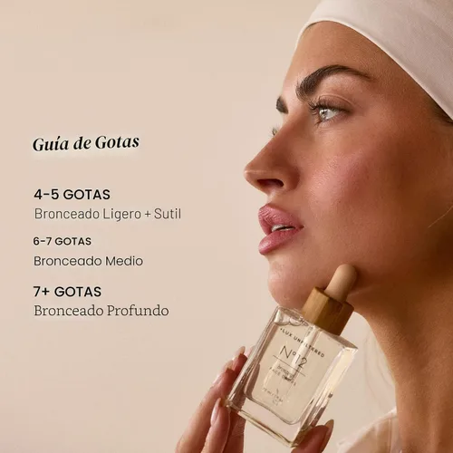 Vista 5 de + Lux Unfiltered N°12 Gotas para broncear la cara - Gotas de bronceado no comedogénicas para la cara con ácido hialurónico, vitamina E y aceite