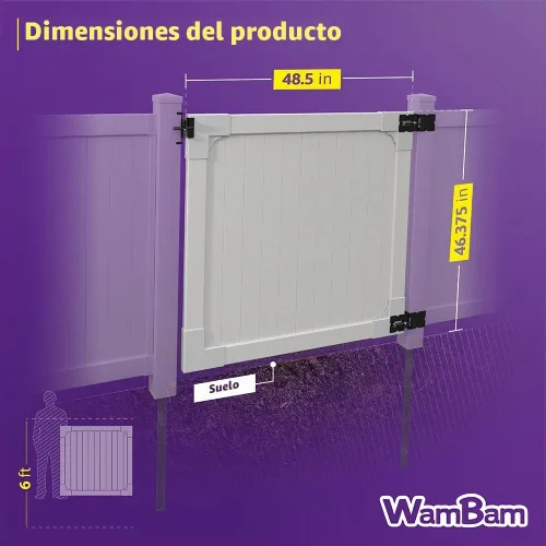 Vista 6 de WamBam Westport - Puerta de privacidad, vinilo blanco, kit de bricolaje sin excavación Privacidad de 4 pies de alto x 4 pies de ancho