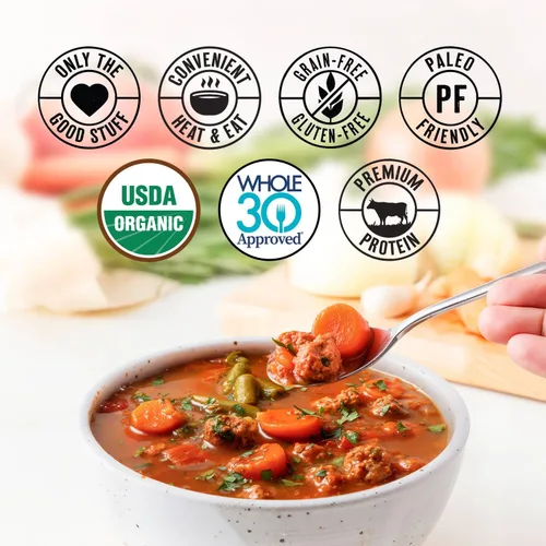Vista 5 de True Primal Sopa orgánica de carne de res y verduras, lista para comer, sin gluten, paleo, carne de res alimentada con pasto, Whole30, Keto