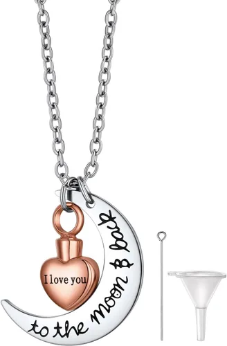 Vista 20 de Richsteel Collares de urna para cenizas para mujeres y hombres, collar con colgante de cremación para cenizas, joyería conmemorativa de acero