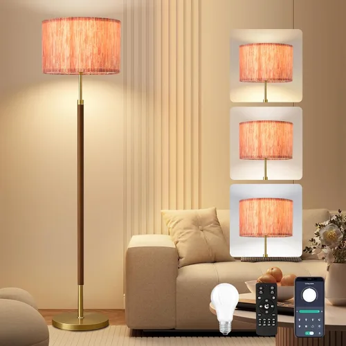 Vista 11 de ZECOXOL Lámpara de pie de arco para sala de estar, lámpara de pie moderna con control remoto, lámparas de pie de cristal regulables, lámpara de pie