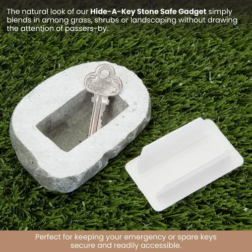 Vista 3 de Bits and Pieces - Hide-A-Key Stone Safe Gadget - Ocultador de llaves de repuesto de roca falsa - Decoraciones de patio resistentes a la intemperie