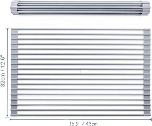 Vista 9 de iPEGTOP Escurreplatos de cocina en fregadero, inoxidable, en encimera o extensibles sobre el fregadero con soporte para utensilios negro, acero