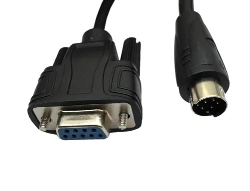 Vista 2 de DB9 RS232 a Mini 8Pin Cable de cabeza redonda, DB9 9-Pin hembra a Mini Din 8Pin Macho PLC Cable adaptador de programación 3.3 pies/1M