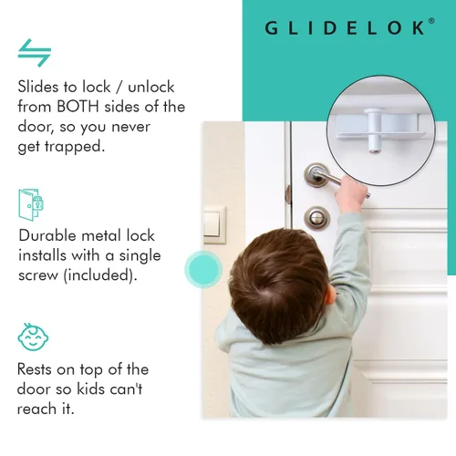 Vista 3 de GlideLok - Cerradura superior para puerta de seguridad infantil GlideLok Cerradura de acceso desde cualquier lado de la puerta para puertas