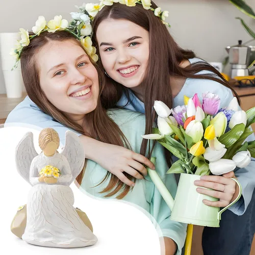 Vista 3 de JEPELUS Estatuas y figuras de ángel de la guarda, ramo de mano, figuras de ángel de resina, estatuas de regalo para mujeres, madre, abuela