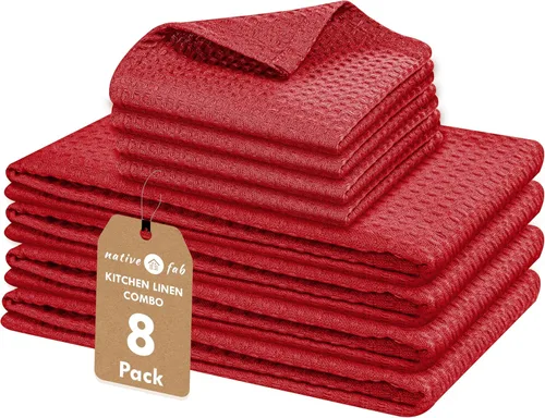 Vista 20 de Native Fab Juego de 8 toallas de cocina y paños de cocina, absorbentes, duraderos, de secado rápido para limpiar, cocinar, hornear, ideal