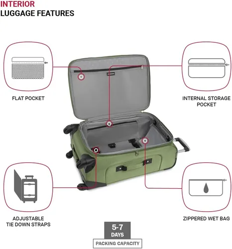 Vista 163 de SwissGear - Equipaje suave expandible Sion con ruedas, Negro