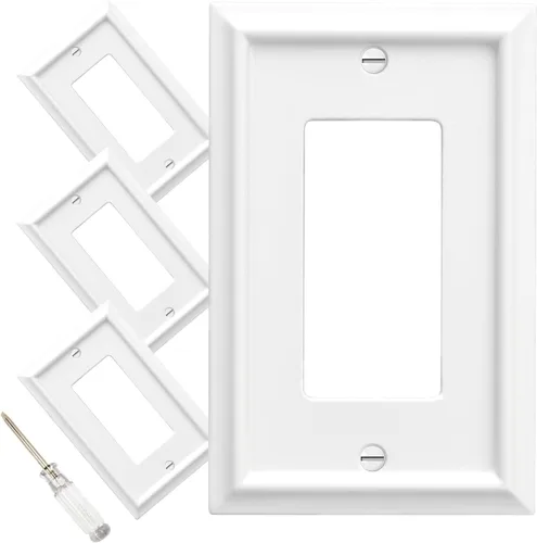 Vista 18 de Cubiertas para Tomacorrientes Dúplex de Pared, Cubierta Clásica para Interruptor de Luz Blanco – Placa de Cubierta de Tomacorriente Eléctrico