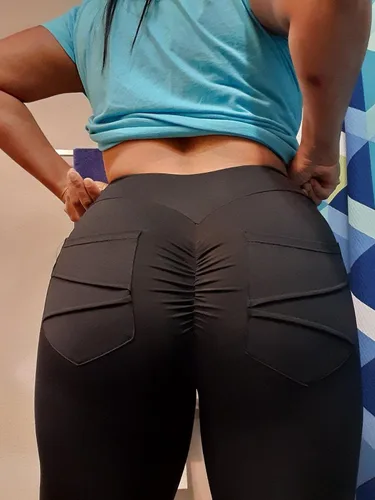 Vista 7 de HIOINIEIY Leggings fruncidos con levantamiento de glúteos para mujer, cintura alta, pantalones de yoga con bolsillos