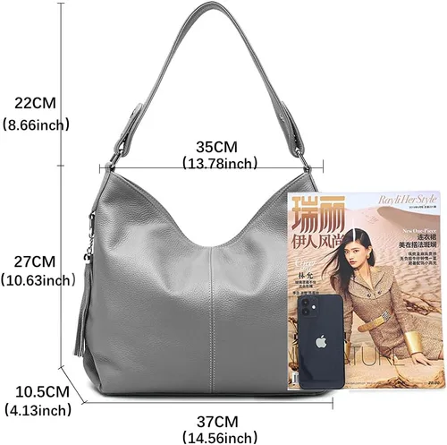 Vista 43 de Moda suave cuero genuino borla mujer bolso señoras hombro mensajero hobo bolso
