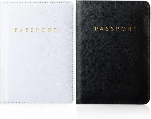 Vista 11 de 2 piezas de funda de pasaporte para viaje, impermeable, de cuero, cartera, libro de viaje, artículos esenciales para crucero para mujeres y hombres
